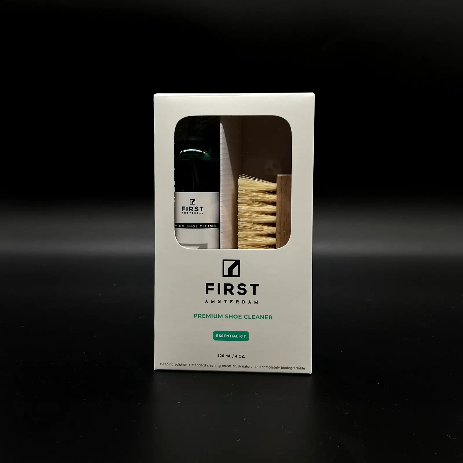 Ultimate Cleaning Kit featuring a premium shoe cleaner and natural bristle brush in eco-friendly packaging, designed for effective sneaker care and maintenance.