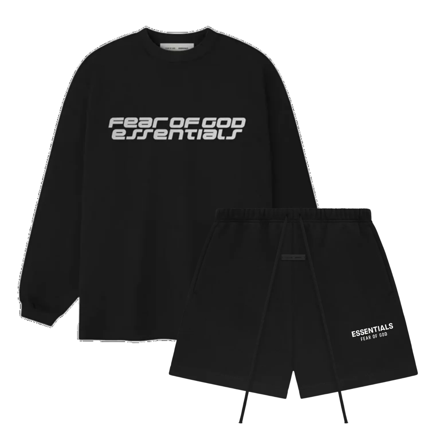 Fear of God Essentials 90s Longsleeve Vintage Black + SS25 Jet Black Korte Broek